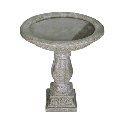 Top-down view of the 17.7-inch vintage stone-look birdbath basin on white
