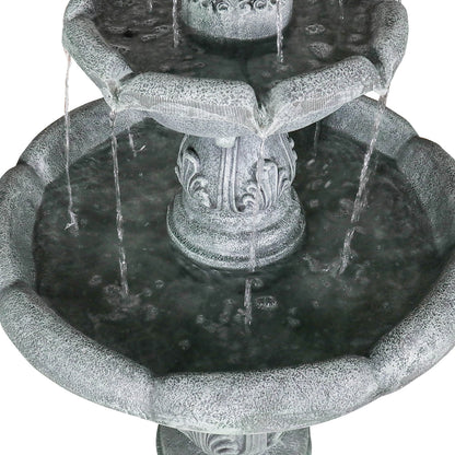 Concrete Pedestal Fountain Ornate 3 Tier Outdoor