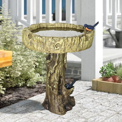 Woodland style concrete birdbath as a charming patio decorative focal point