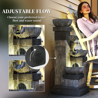 Resin Tiered Outdoor Fountain 4 Bowl Two Tone material texture detail