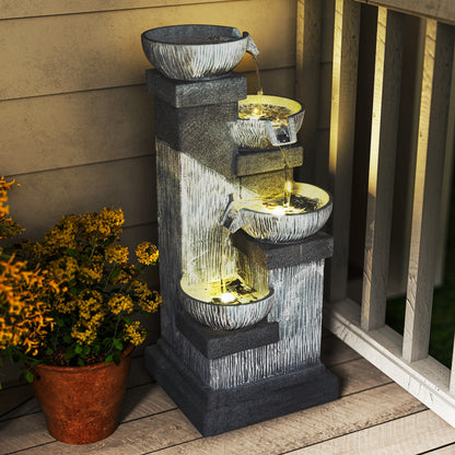 Resin Tiered Outdoor Fountain 4 Bowl Two Tone