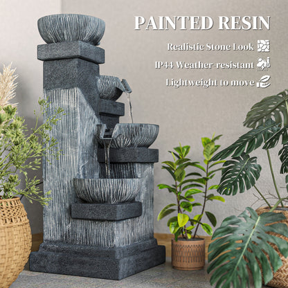 Resin Tiered Outdoor Fountain 4 Bowl Two Tone dimensions and size