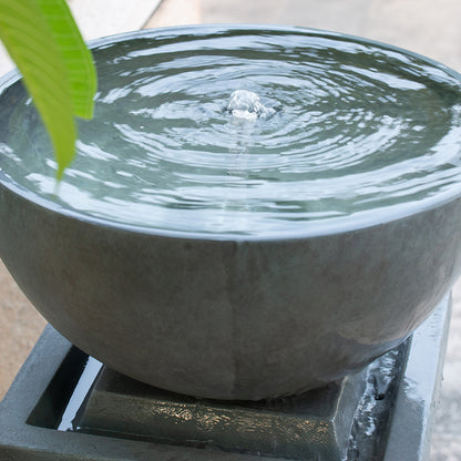 Resin Zen Bowl Pedestal Outdoor Fountain 35 Inch material texture detail