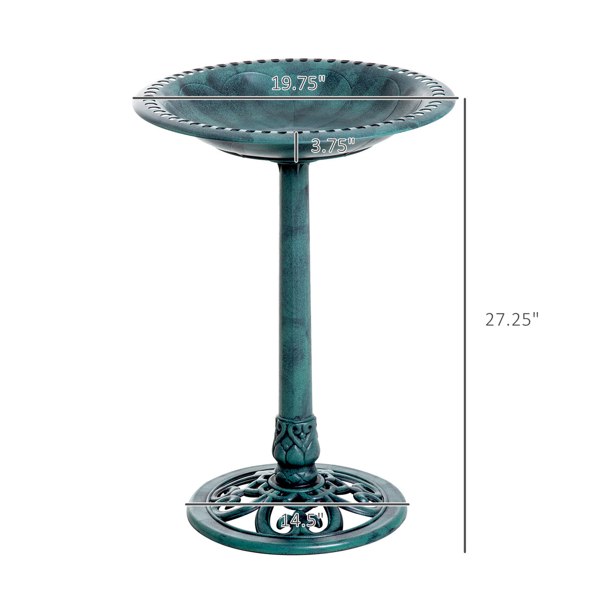 Resin Bird Bath Green Verdigris Pedestal 27 Inch product view
