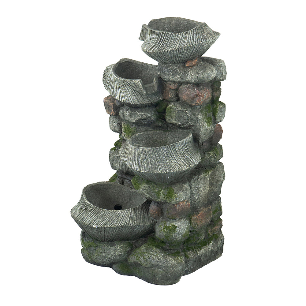 Resin Fluted Basin Tiered Outdoor Water Fountain 650 GPH on patio
