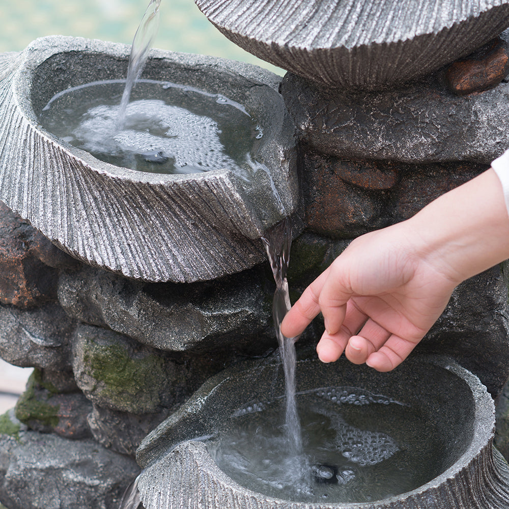 Resin Fluted Basin Tiered Outdoor Water Fountain 650 GPH dimensions and size