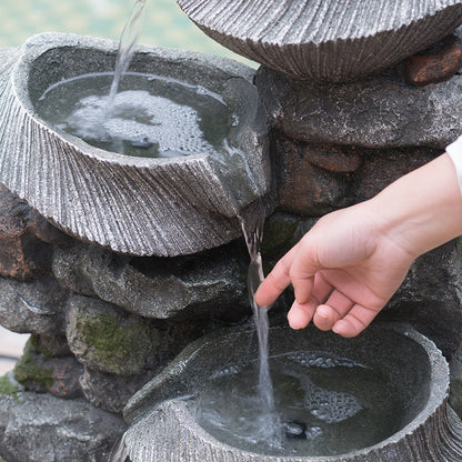 Resin Fluted Basin Tiered Outdoor Water Fountain 650 GPH dimensions and size