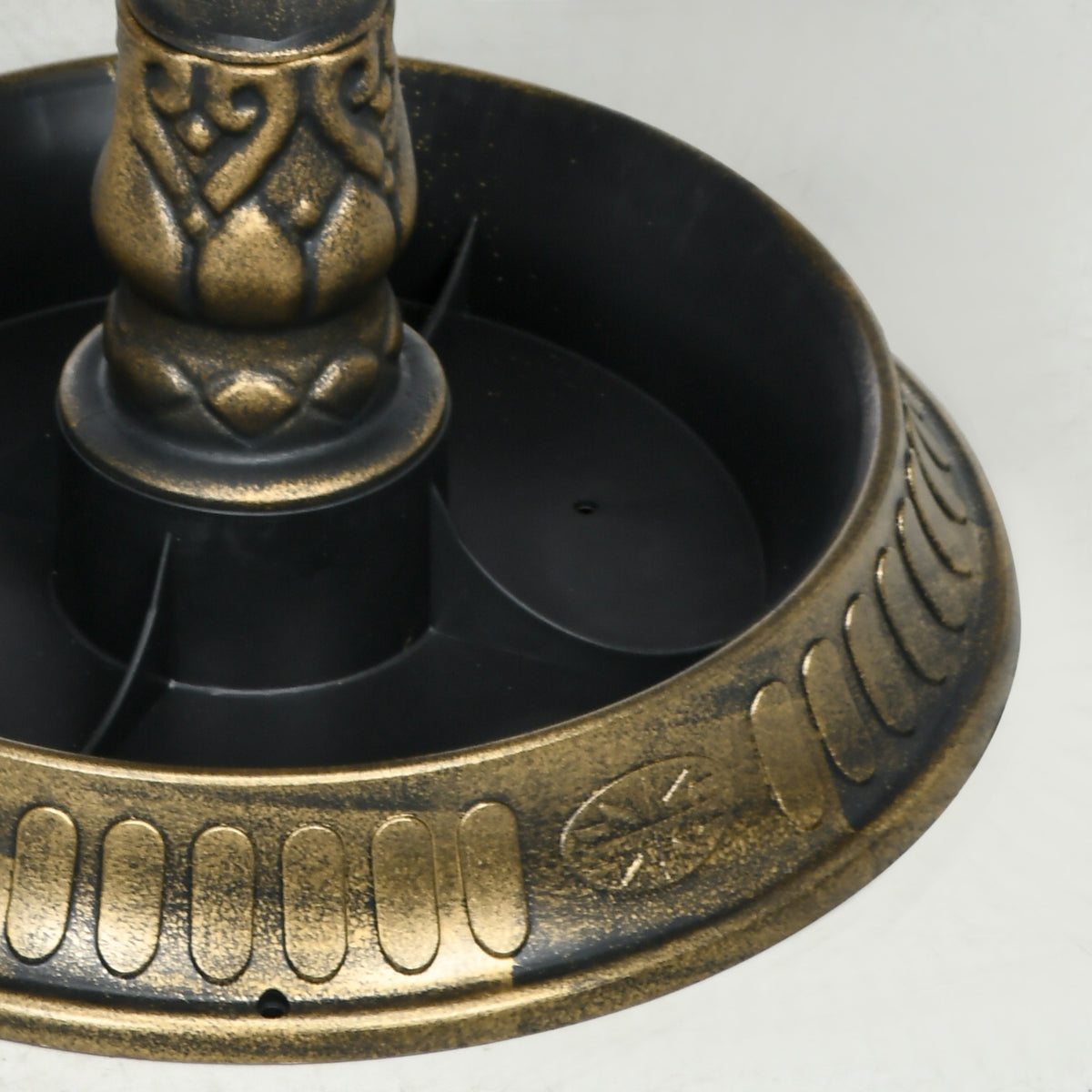 ground-level planter and seed bowl base of pedestal bird bath