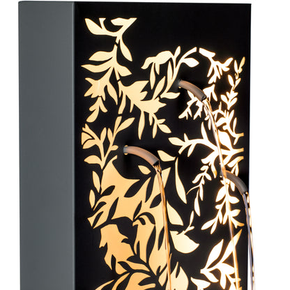 Metal Wall Fountain Outdoor Cut Leaf Panel Backlit on patio