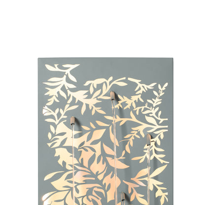 Metal Wall Fountain Outdoor Cut Leaf Panel Backlit full view
