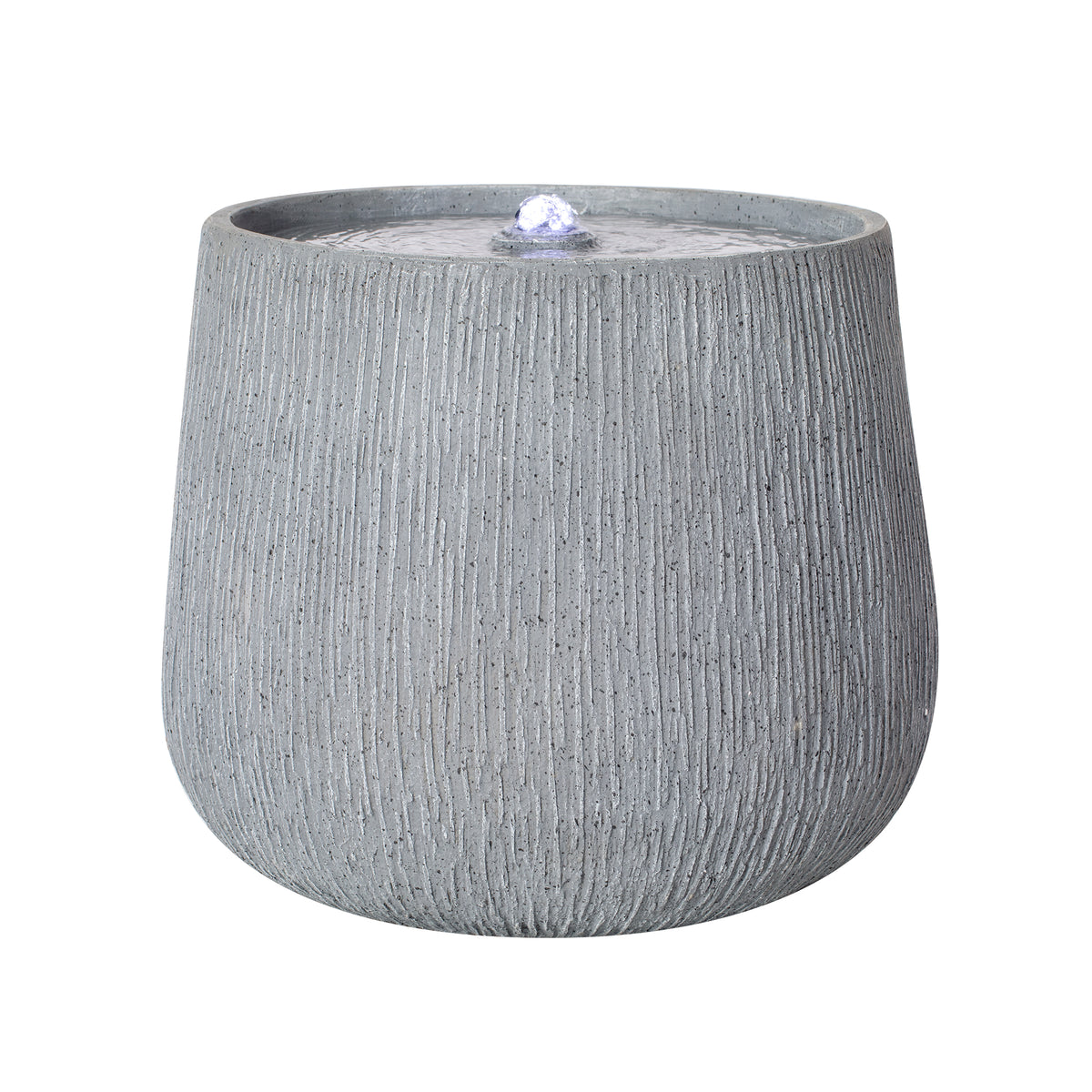 Resin Bubbler Fountain Outdoor Rippled Drum on patio
