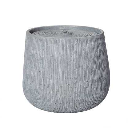 Resin Bubbler Fountain Outdoor Rippled Drum full view