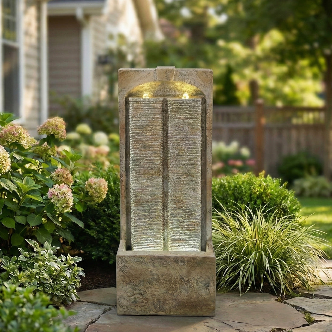 Resin Sandstone Outdoor Wall Water Fountain with Warm