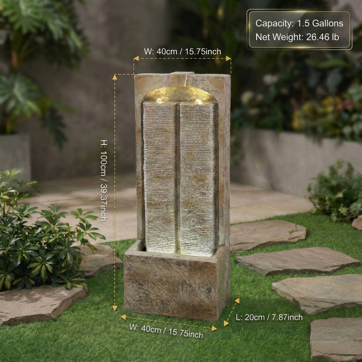 Resin Sandstone Outdoor Wall Water Fountain with Warm material texture detail