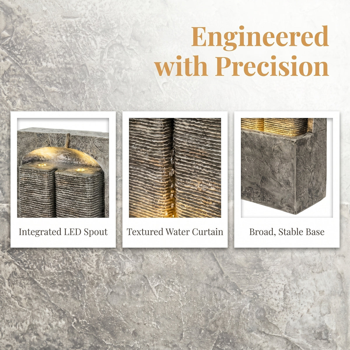 Resin Slate Outdoor Water Wall Fountain dimensions and size