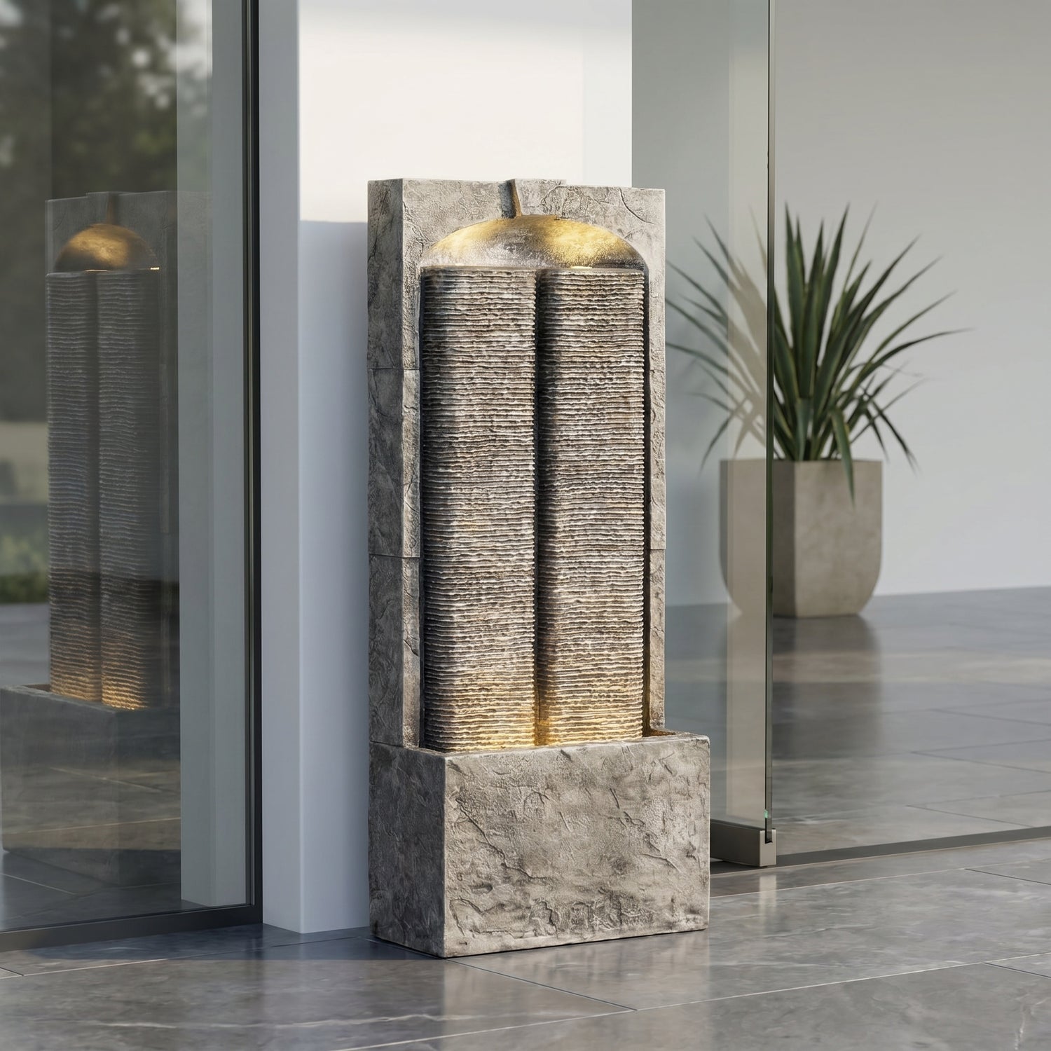 Resin Slate Outdoor Water Wall Fountain material texture detail