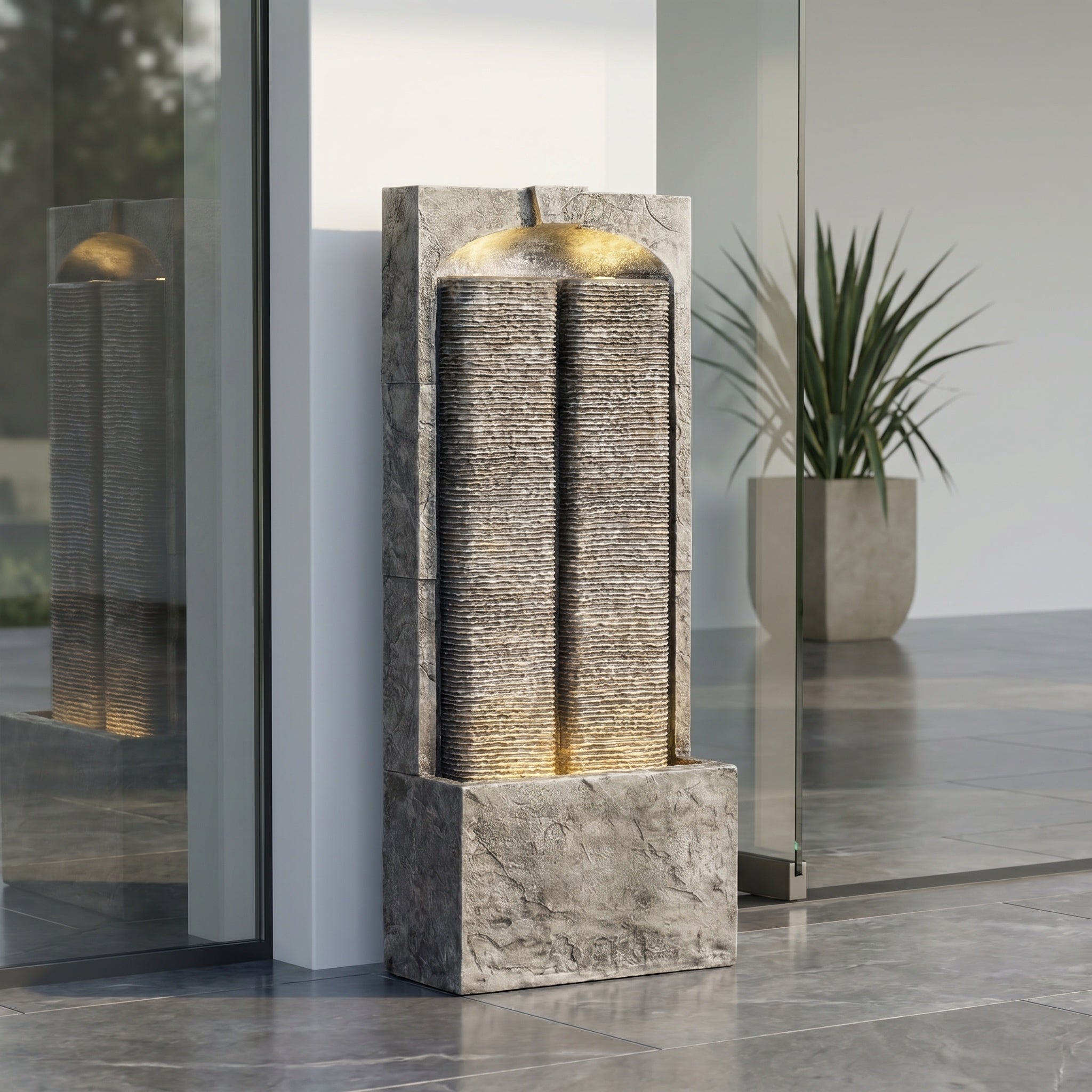 Resin Slate Outdoor Water Wall Fountain material texture detail