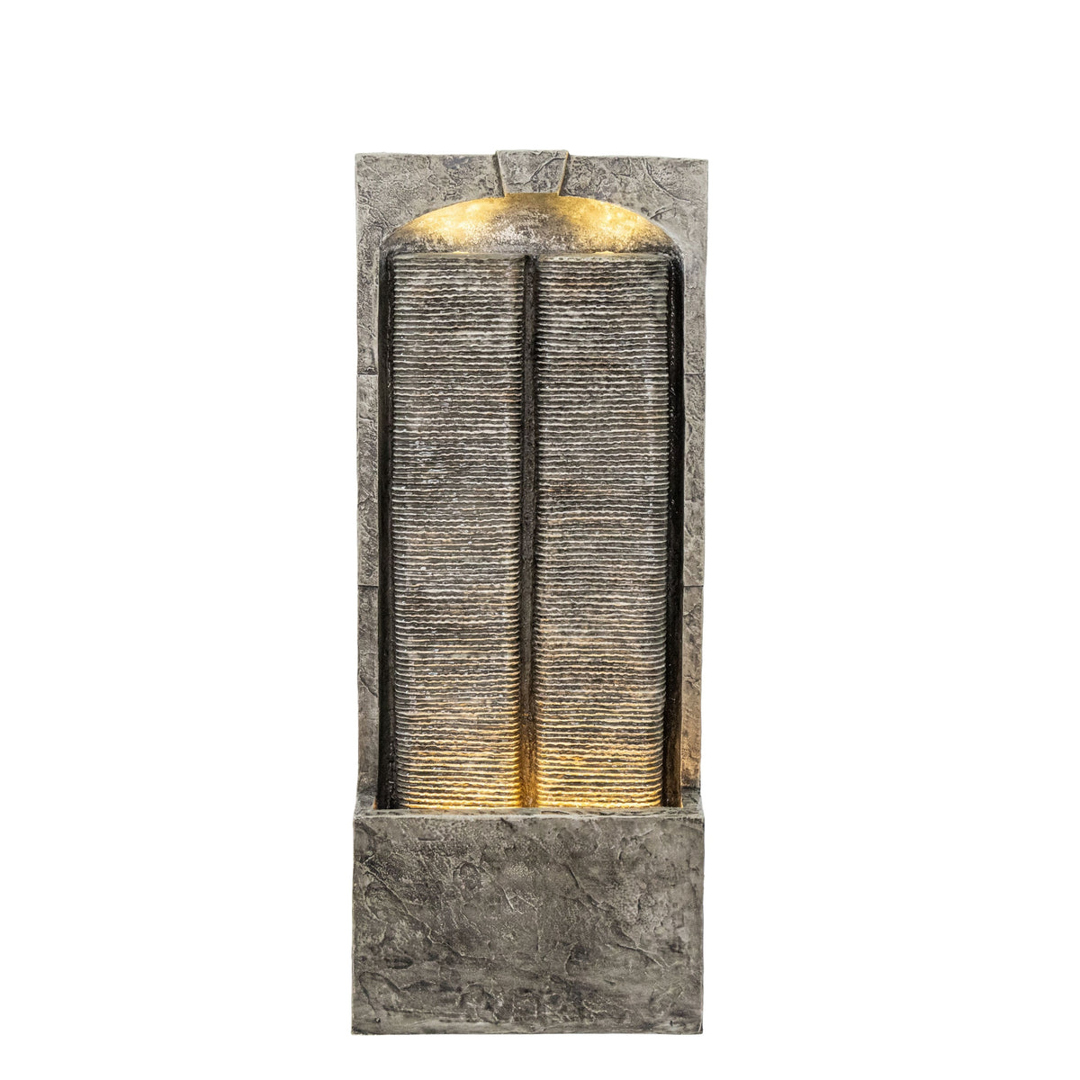Resin Slate Outdoor Water Wall Fountain on patio