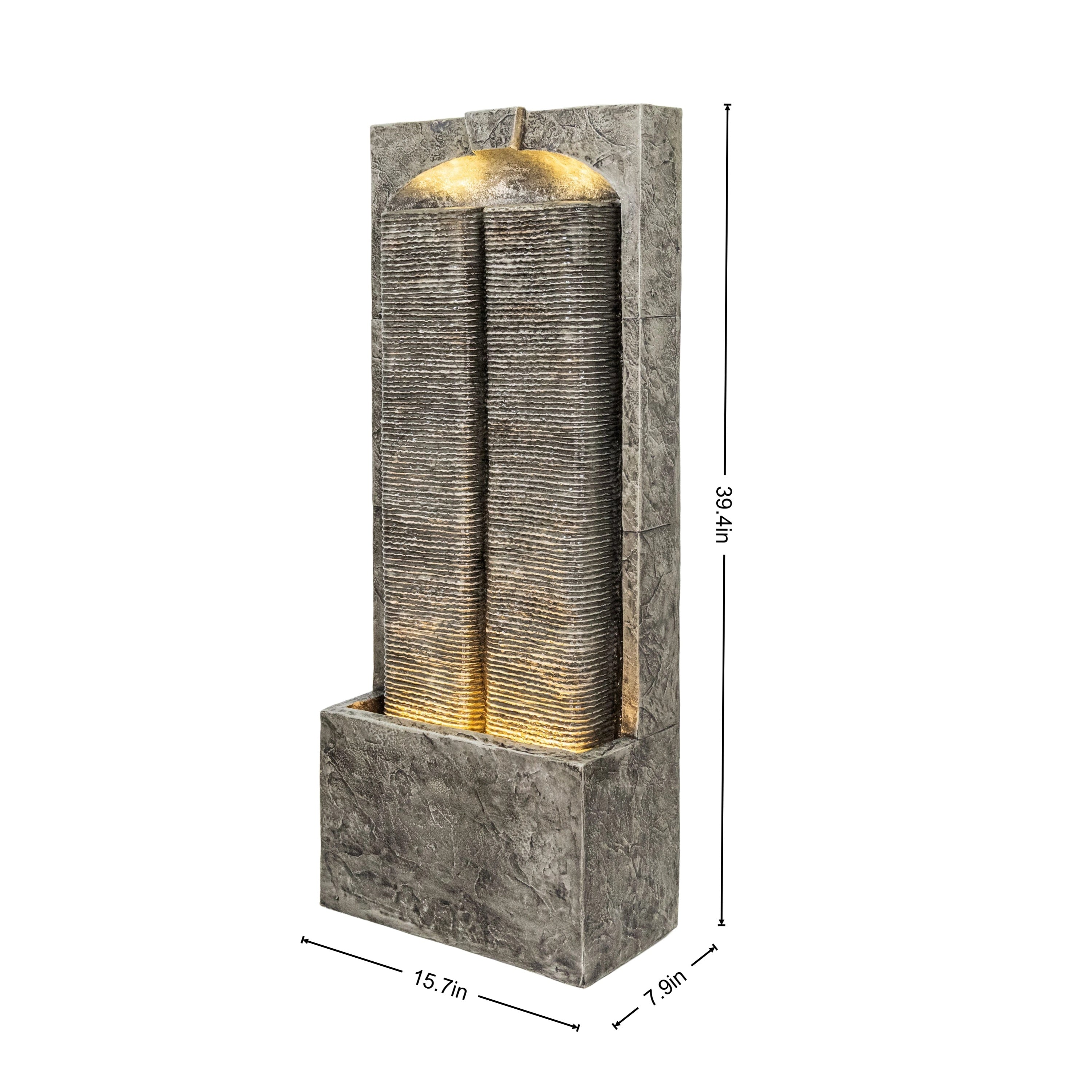 Resin Slate Outdoor Water Wall Fountain close up of water flow