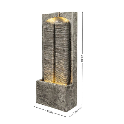 Resin Slate Outdoor Water Wall Fountain close up of water flow