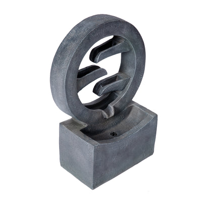 Resin Zen Ring Outdoor Water Fountain with Warm on patio