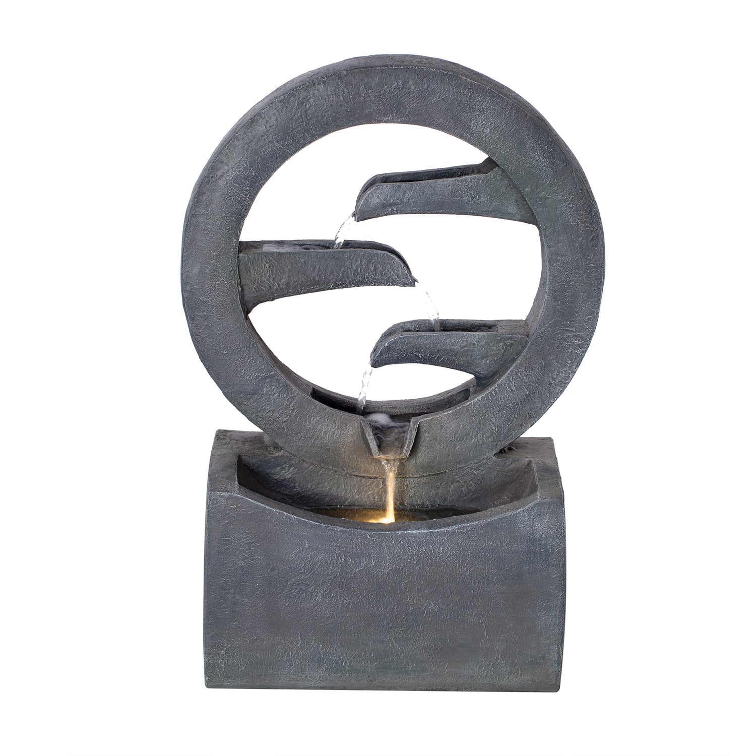 Resin Zen Ring Outdoor Water Fountain with Warm material texture detail