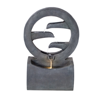 Resin Zen Ring Outdoor Water Fountain with Warm material texture detail