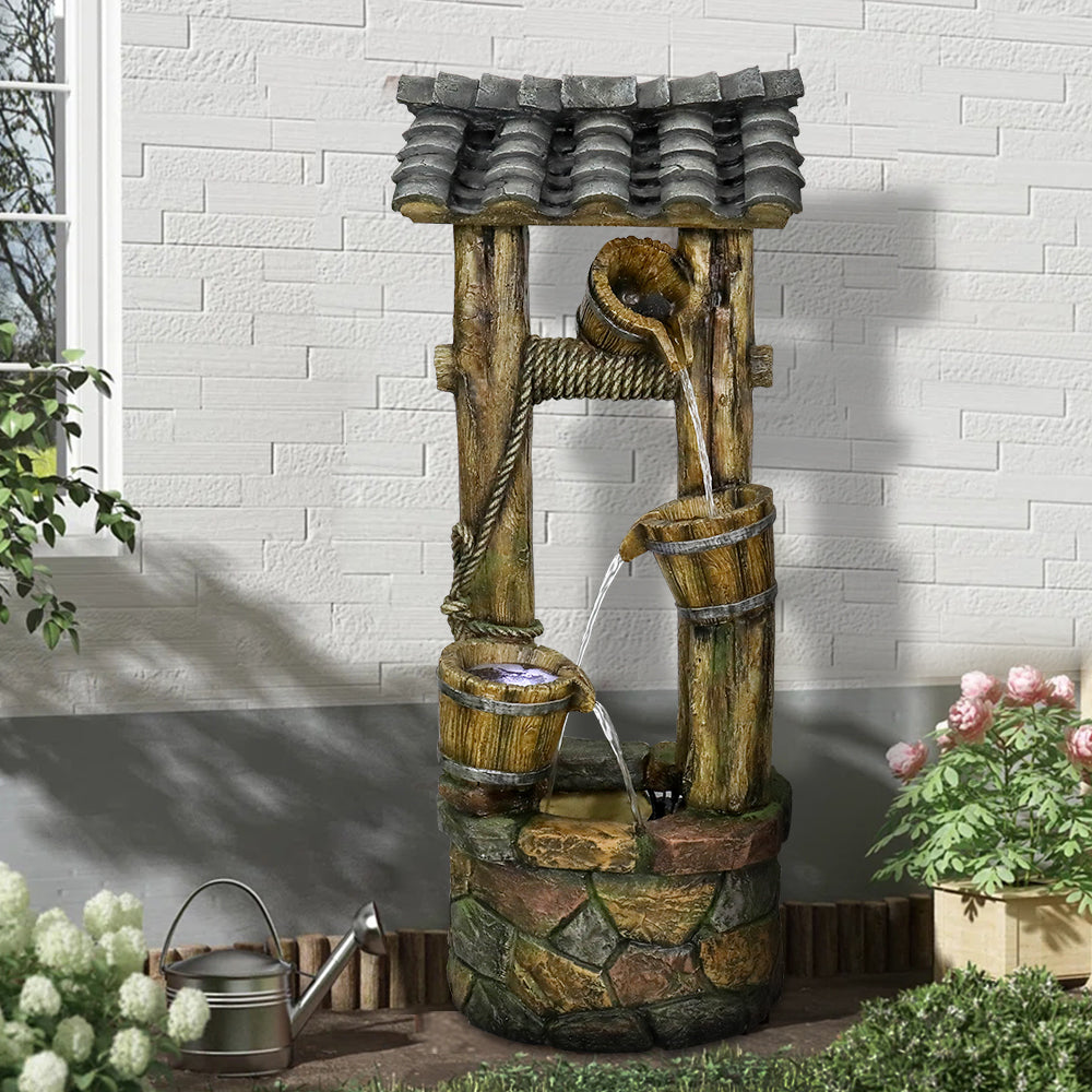Resin Wishing Well Outdoor Fountain 39 Inch