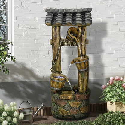 Resin Wishing Well Outdoor Fountain 39 Inch