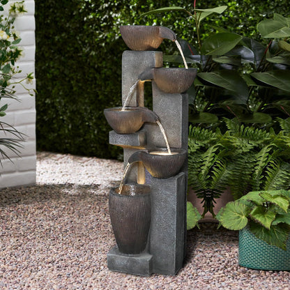 Resin Tiered Fountain Stacked Pots