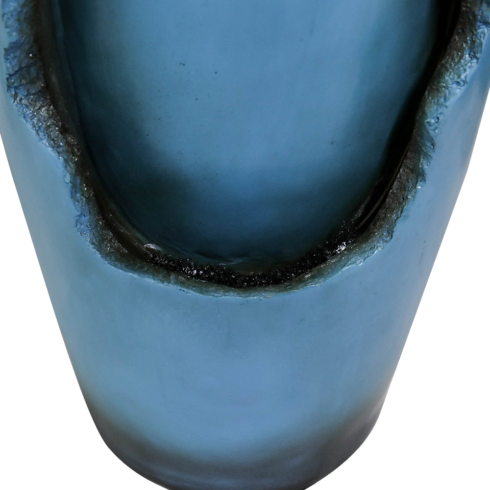 Resin Blue Vase Water Fountain Tabletop in garden setting