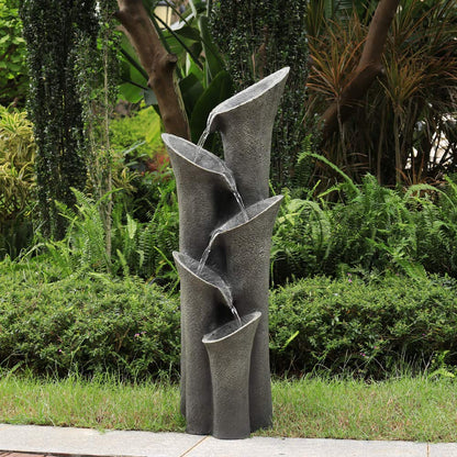 Resin Angled Pillar Outdoor Floor Fountain 39 in 14 lb in garden setting