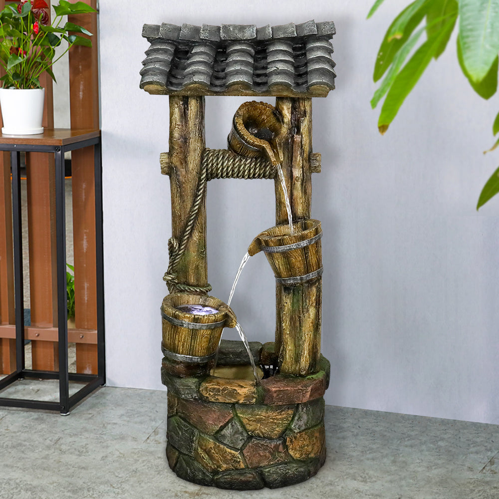 Resin Wishing Well Outdoor Fountain 39 Inch dimensions and size