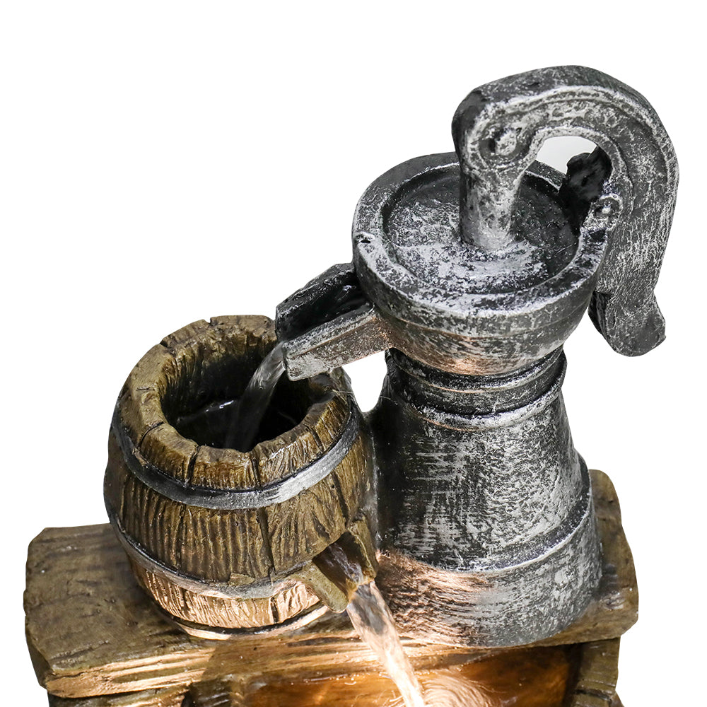 Resin Broken Barrel Rustic Outdoor Fountain 25 Inch material texture detail