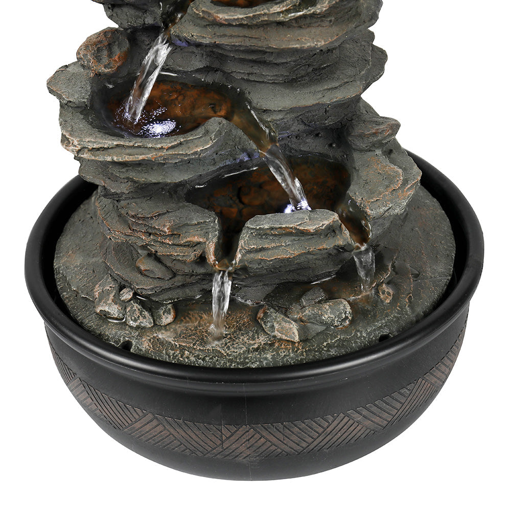 Resin 6 Tier Slate Tabletop Water Fountain 15 Inch LED product view