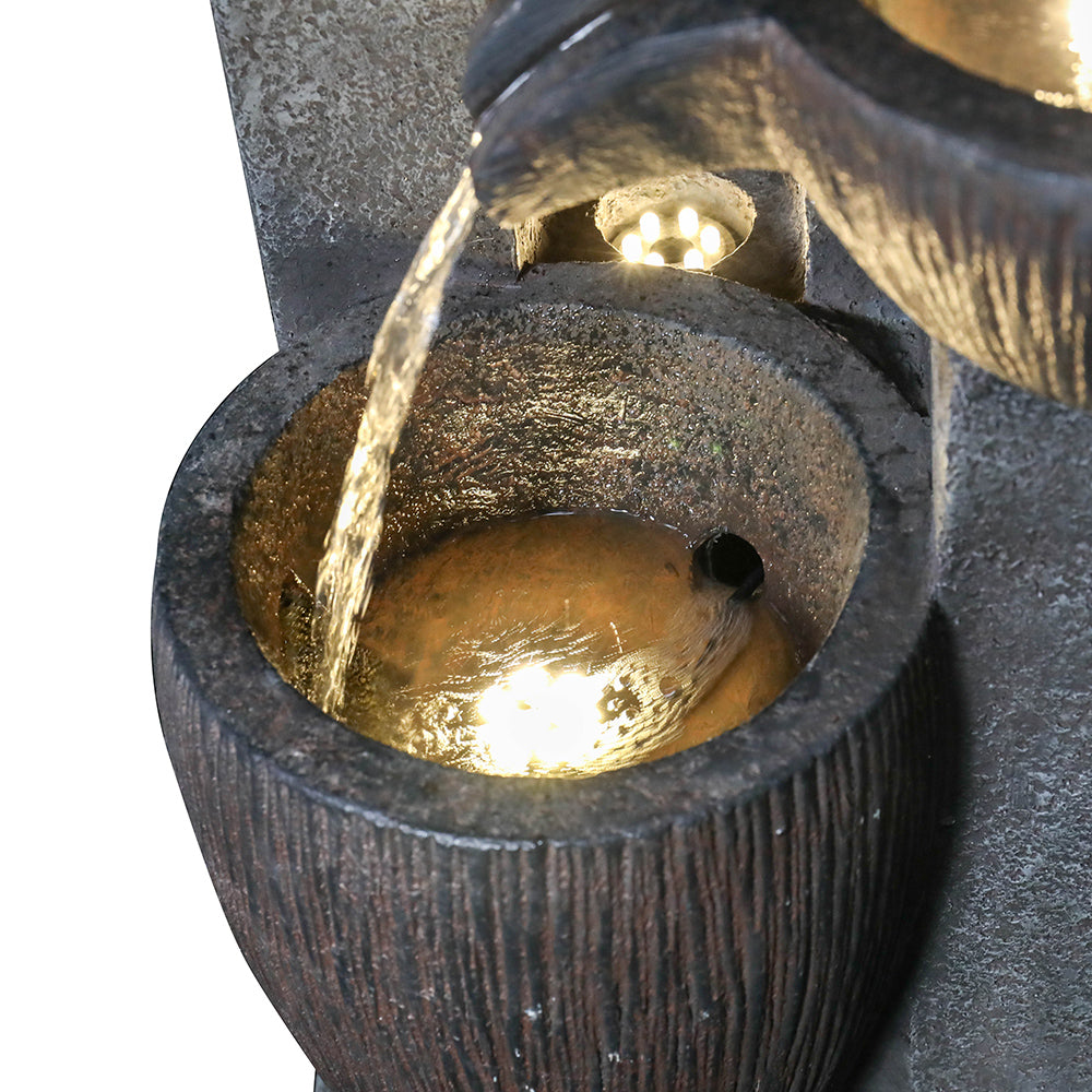 Resin Tiered Fountain Stacked Pots material texture detail