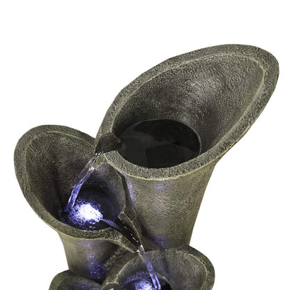 Resin Angled Pillar Outdoor Floor Fountain 39 in 14 lb close up of water flow