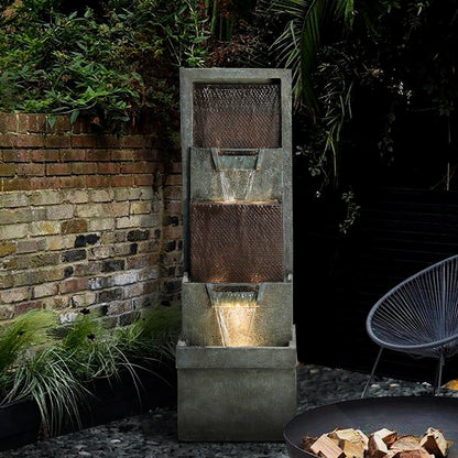Resin 3 Tier Fountain Modern Outdoor in garden setting