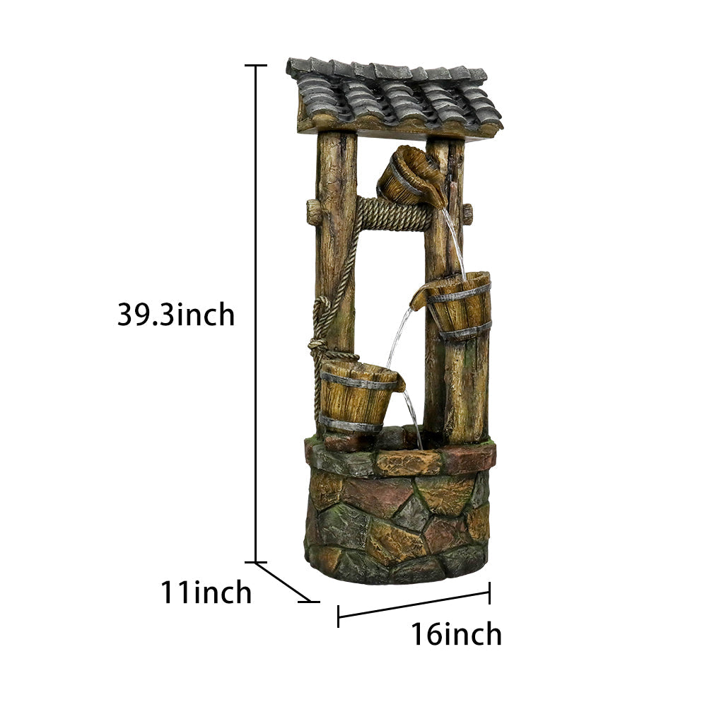 Resin Wishing Well Outdoor Fountain 39 Inch material texture detail