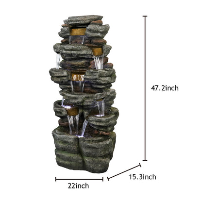Resin Stepped Shale Outdoor Rock Fountain with Warm dimensions and size