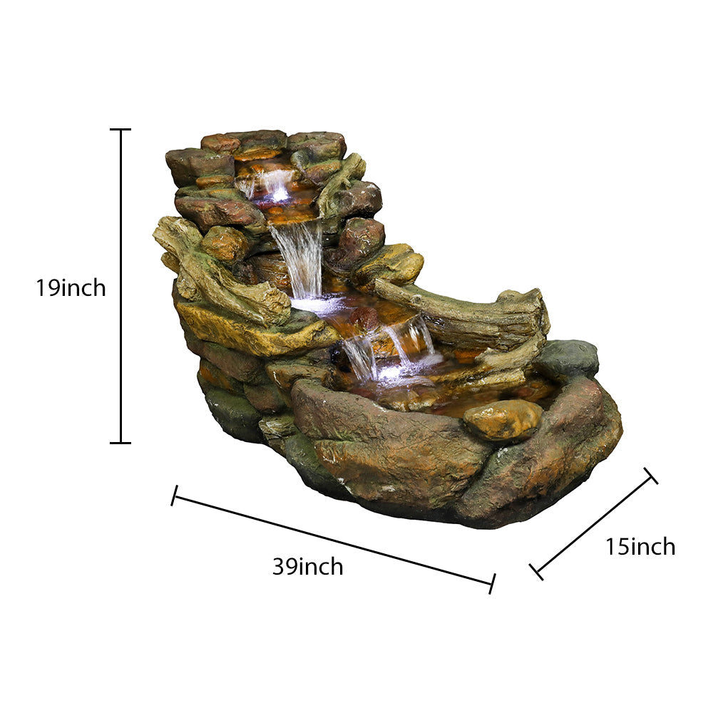 Resin Driftwood Creek Horizontal Outdoor Fountain 39 in material texture detail