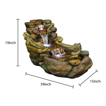 Resin Driftwood Creek Horizontal Outdoor Fountain 39 in material texture detail