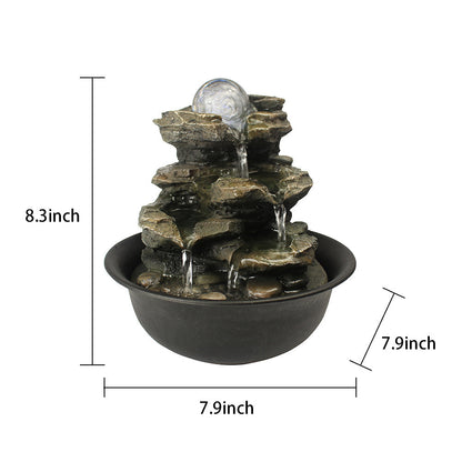 Resin Spinning Orb Tabletop Fountain 8 Inch Color close up of water flow