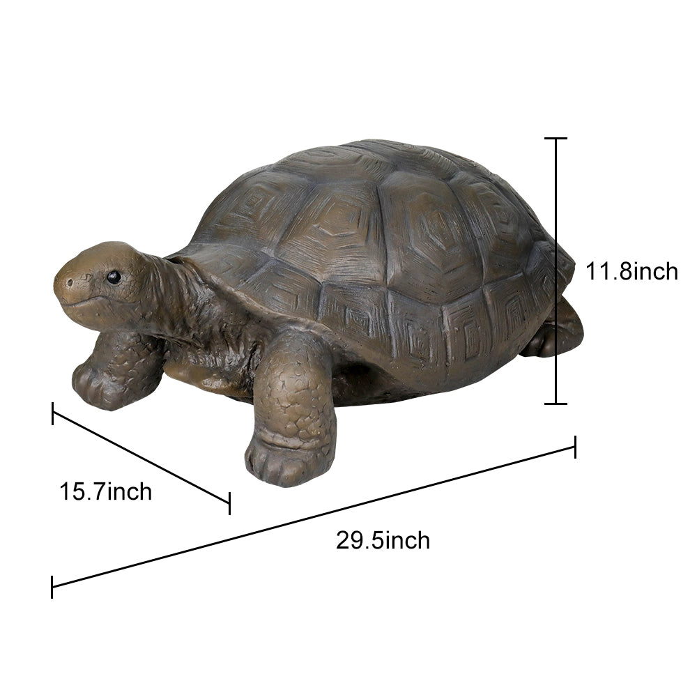 Dimensions and size chart for the dark gray concrete turtle decoration