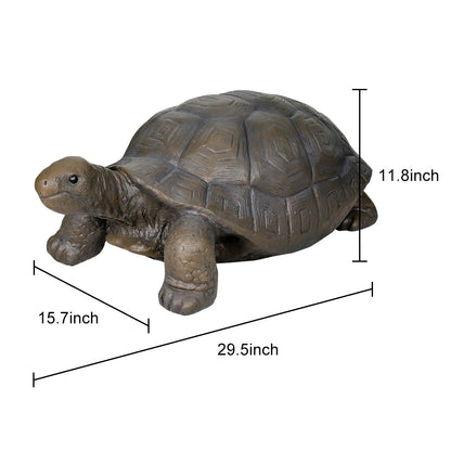 Dimensions and size chart for the dark gray concrete turtle decoration
