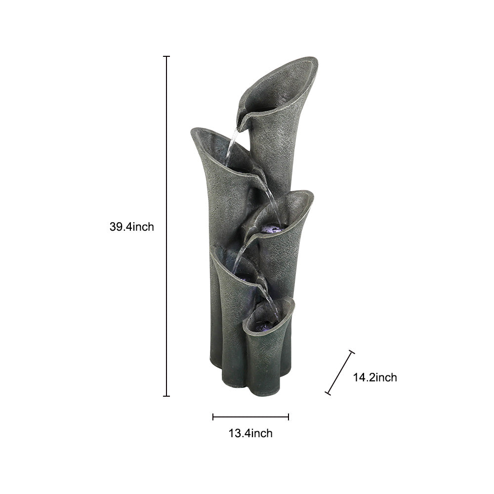 Resin Angled Pillar Outdoor Floor Fountain 39 in 14 lb material texture detail