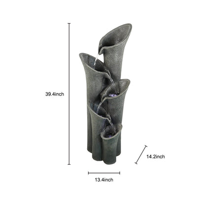 Resin Angled Pillar Outdoor Floor Fountain 39 in 14 lb material texture detail