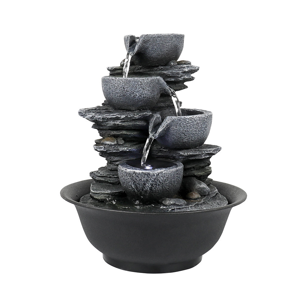 Resin Mini Slate Bowl Tabletop Water Fountain 10 Inch material texture detail