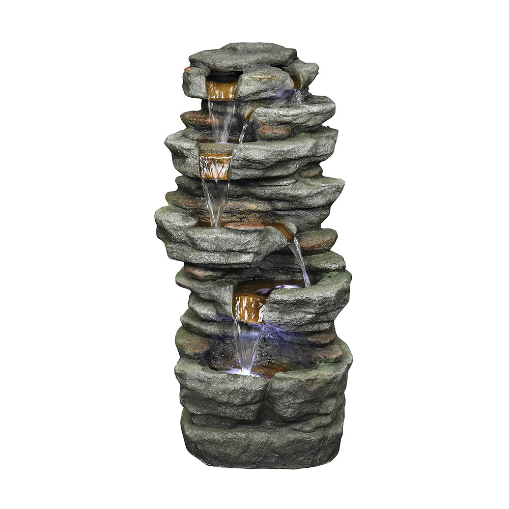 Resin Stacked Rock Outdoor Fountain 32 Inch Lit Water material texture detail