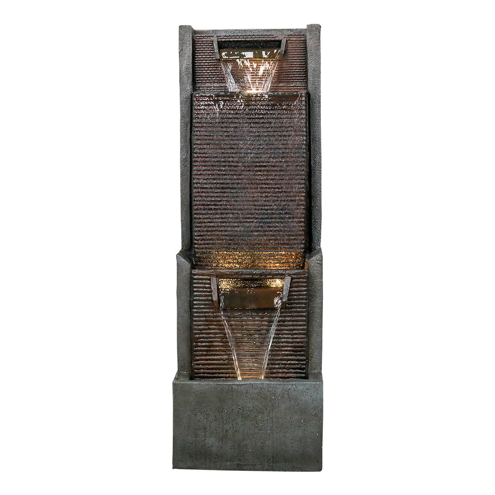 Resin Slim Outdoor Wall Fountain 39 Inch 11 Inch Deep dimensions and size